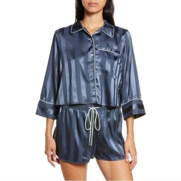 NWT Free People Pillow Talk PJ Set - Stormy Navy Size Large - Picture 1 of 6